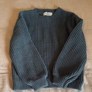 H&M Ribbed Crewneck Sweater in Dusty Blue